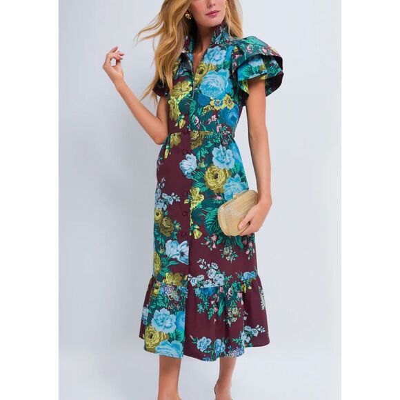 Tuckernuck Dresses & Skirts - TUCKERNUCK‎ Alice Oxblood Verdant Floral Midi Dress NWT Small